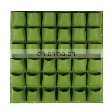 54 Pockets Vertical Wall Planter Felt Garden Planting Bags green color