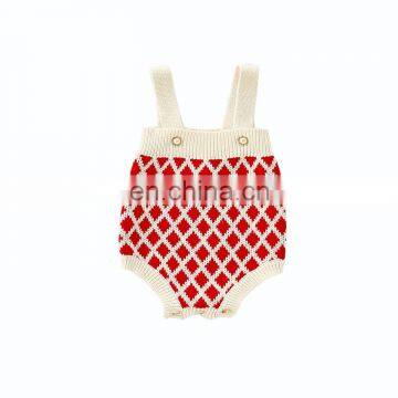 Ins Autumn Baby Suit Female Baby Western-style Plaid Knitted Jacket Strap Romper Romper Two-piece Suit Single Shot