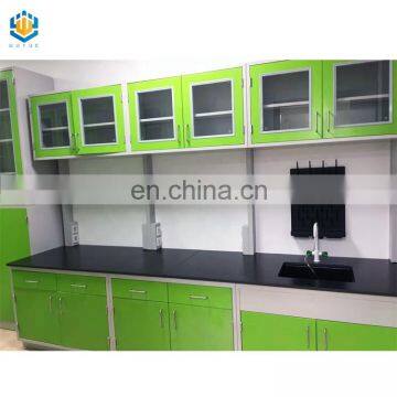 Chemistry laboratory table metal work table work bench with hanging cabinets