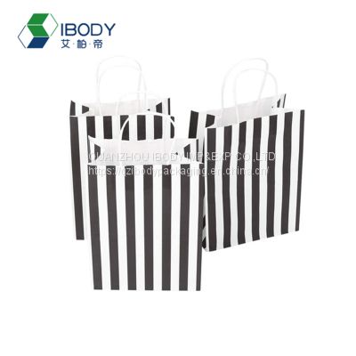 Renewable white kraft paper gift paper bag paper bag with your LOGO portable paper rope shopping bag