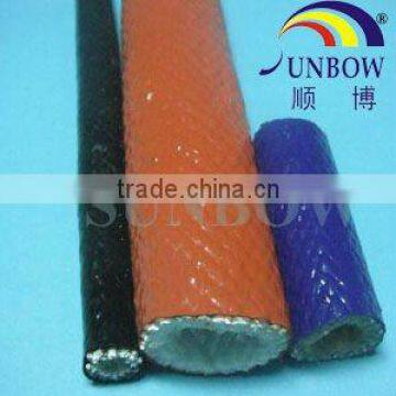 Red braided fiberglass fire proof insulation sleeving