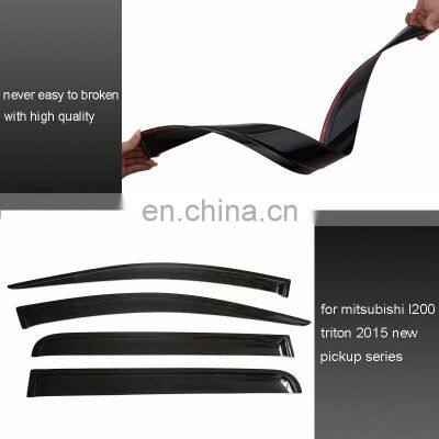 Custom Logo 4x4 Plastic Black Car Rain Sun Door Window Visor for Mitsubishi Triton L200 2015 2019 2020 2021 photo-2