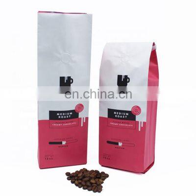 Laminated aluminum logo printed coffee bag matte white coffee bag with one way valve