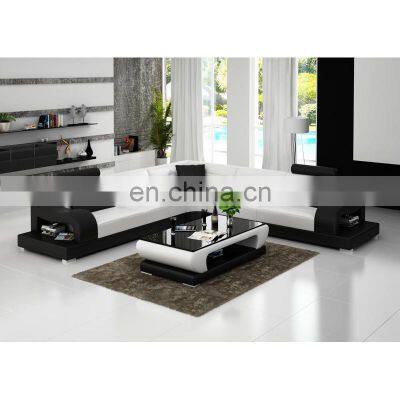 Modern Chaise Lounge Top Grain Genuine Leather Sofas Corner Sofas