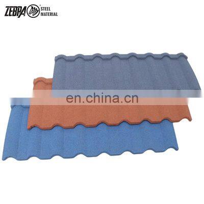 Metal roof ridge stone coated tile roofing material red black grey new color stone coated metal roofing tiles