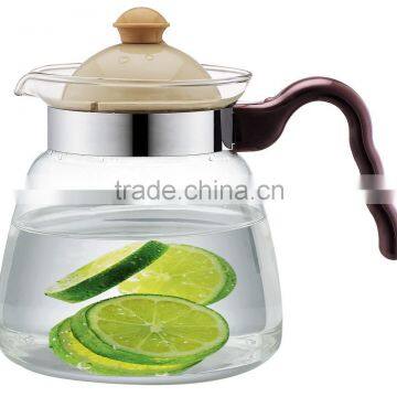 water pot with PP plastic lid, borosilicate pot can be heated over fire,glass water pot