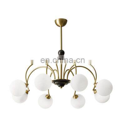 Nordic Modern Iron and Glass Ball Pendant Light Magic Bean LED Chandelier for Living Room Bedroom Restaurant