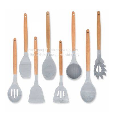 Kitchen Accessories Home and Kitchen Cookware Sets PRIVATE LABEL 9 PCS MARBLE SILICONE UTENSILS SET photo-4