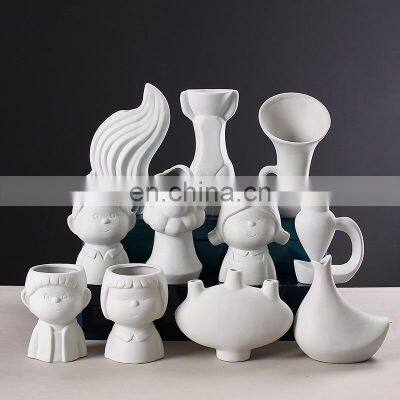 INS Modern Creative Body Shape Girl White Nordic Ceramic Vase Flower Pot Ceramic Ornaments For Home Decor Tabletop photo-2