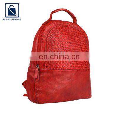 Indian Manufacturer of Best Quality Cotton Lining Fashion Stylish Women Genuine Leather Backpack Bag at Low Price