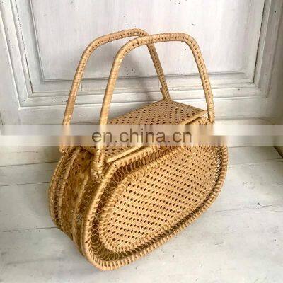 New Arrival Vintage braided rattan handbag wholesale made in Vietnam