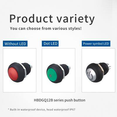 Mini Ip65 12mm Domed Led One Normally Open 12 Volt Push Button Switches Momentary photo-2