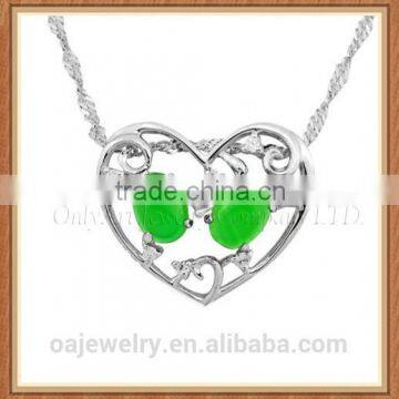 shiny polished rhodium pendant jade 925 sterling silver pendant