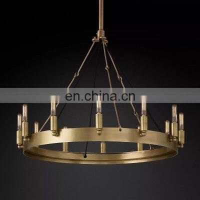 Modern luxury American retro room hotel decoration round chandelier lighting Camino retro filament glass lampshade chandelier