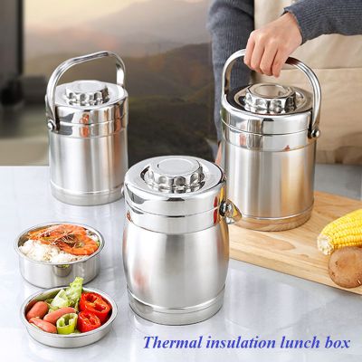 Stainless steel insulated lunch box drum shaped straight tube lifting pot