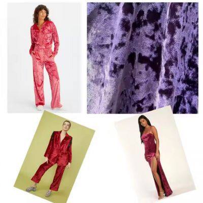 Multi-color Crushed Velvet Fabric Durable Anti-StaticTear Resistant Comfortable and Soft Crushed Velour Fabric for Dress Garment