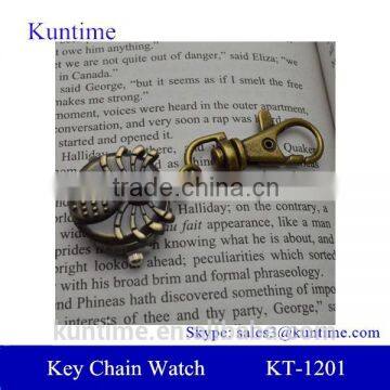 boys key chain watch with retro metal bronzed chain spider pocket watch