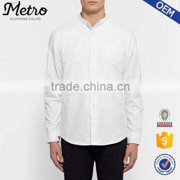 Custom mens white dress shirts stand collar shirt