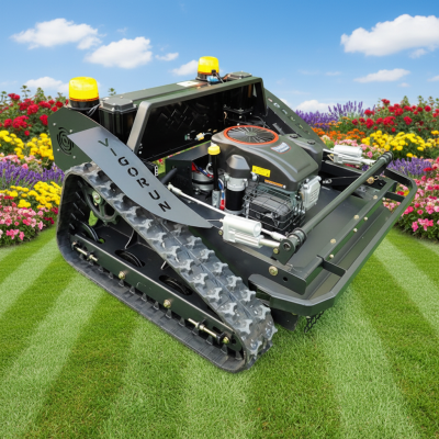Industrieller mit Benzin betriebener ferngesteuerter Gummiketten-Buschmäher mit 452 CC-Motor, selbstfahrend, hergestellt von einem chinesischen Hersteller