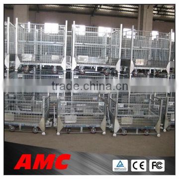 AMC European Style Stackable Warehouse Wire Container Storage Metal Cage