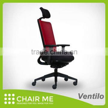 Black Backrest, Red fabric, Black Seat Office Mesh Chair with Adjustable Armrest and 3D Headrest and Nylon Base