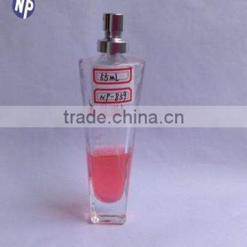 55ml perfume glass silk print bottle with pump sprayer