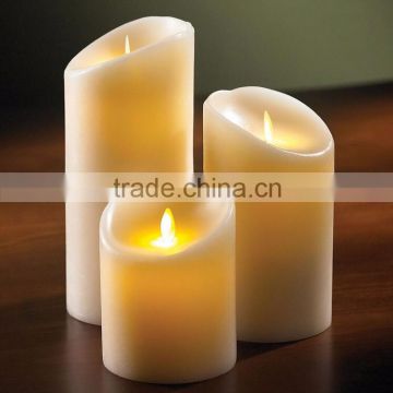 Holidays decoration wax simulated flame led pillar candle light