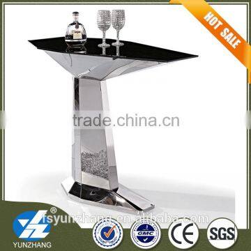 Yunzhang fashion modern glass stainless steel bar table