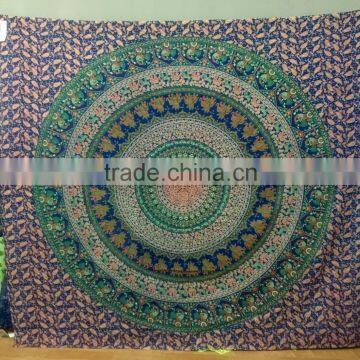 Gypsy Blue Cotton Tapestry Tribal Mandala Beach Cover Throw Hanging Bedsheets From India photo-5
