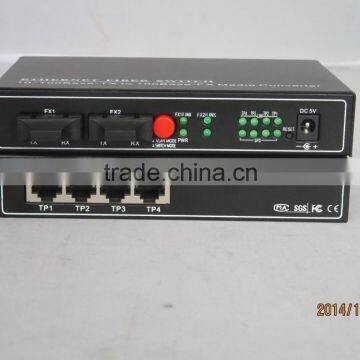 2Fiber Ports 4UTP Ports Fiber to Ethernet Media Converter | 4UTP Ports Fiber Switch