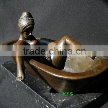 Hot Bathing bronze nude lady