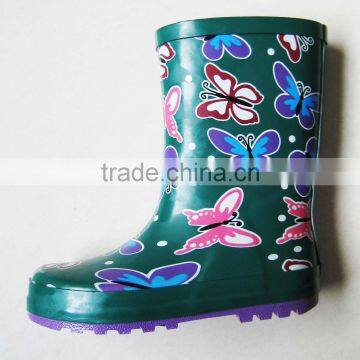 Fashional butterfly print kid's wellington boots