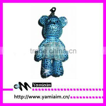 Promotional Rhinestone bear with skirt keychain