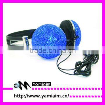 Rhinestone Blue Color headphones Custom Pattern