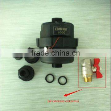 DN15mm black plastic material piston water meter