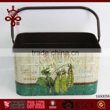 Farm Freshly Picked Basket Country Side Metal Hand Picking Basket photo-2