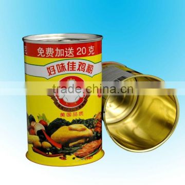 round empty decorative tin box for chicken power with easy-open lid/high quality christmas gift box/customized tinplate candybox