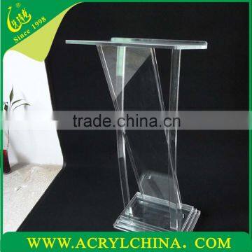 transparent plexiglass speak stage with 500mm*380mm*1180mm, square clear acrylic speak stage with gross weight 40kg