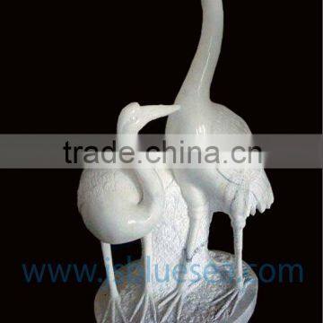 natural stone white cranes garden statue