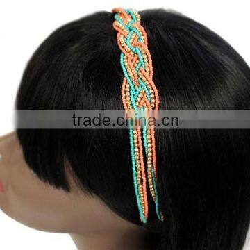 BRAIDED FASHION SEED BEADED STRETCH HEADBAND FASHION HAIR JEWELRY