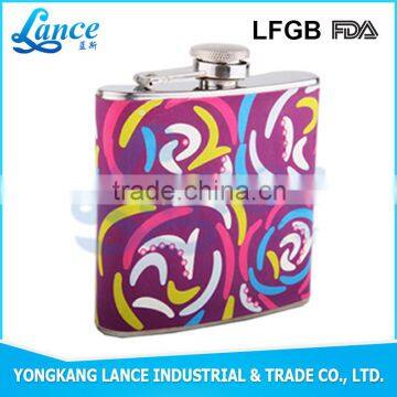 groomsmen gifts stainless steel heat printing wrapped flagon hip flask