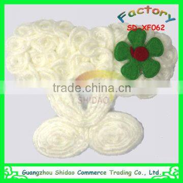 White iceland wool garment decorative chiffon lace flower