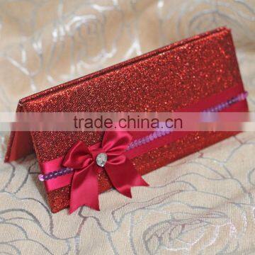 2015 new design Chinese Red fancy wedding invitation cards