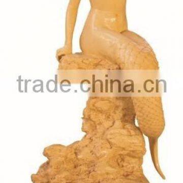 Garden Decorative Carved Stone Life-Size Mermaid Statues for Sale