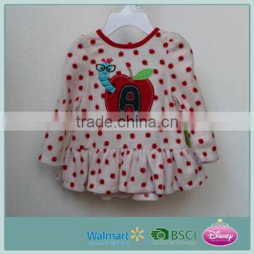 Baby dress new style baby girl winter dresses with all over red dots printed