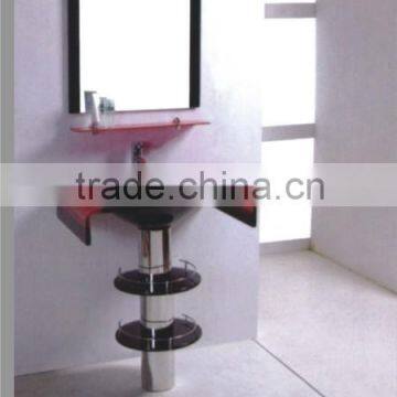 glass sink/cabinet with glass sink/coloured tempered glass bathroom sink