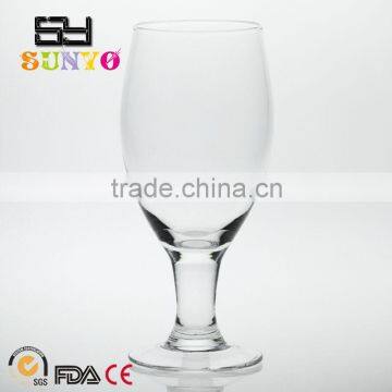 Stem beer glass with champagne glass shape head clear high quality popular handblown manufacturing