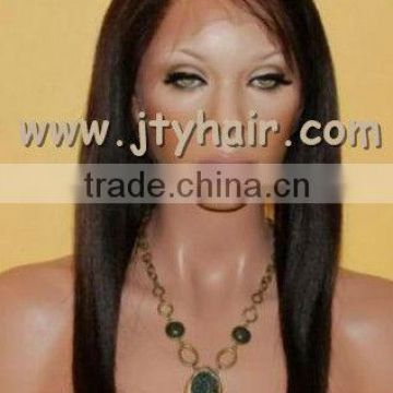 Ponytail Style Hot Beauty 18" #1b SIlky Straight, Natural Hairline, Peruvian hair Full lace wig