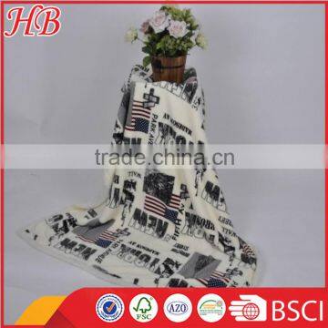 English Letters Pattern Micromink Printed Super Cosy Flannel Fleece Blanket