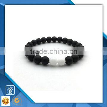 Best selling black beads with 2 white beads natural stone bead positive energy healing bracelet jewelry                        
                                                                                Supplier's Choice